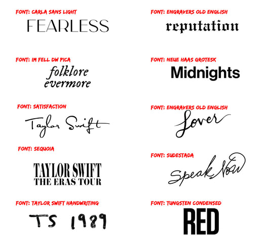 Taylor Swift Fonts - Decoding the Details: A Look at Taylor Swift's Album Cover Fonts