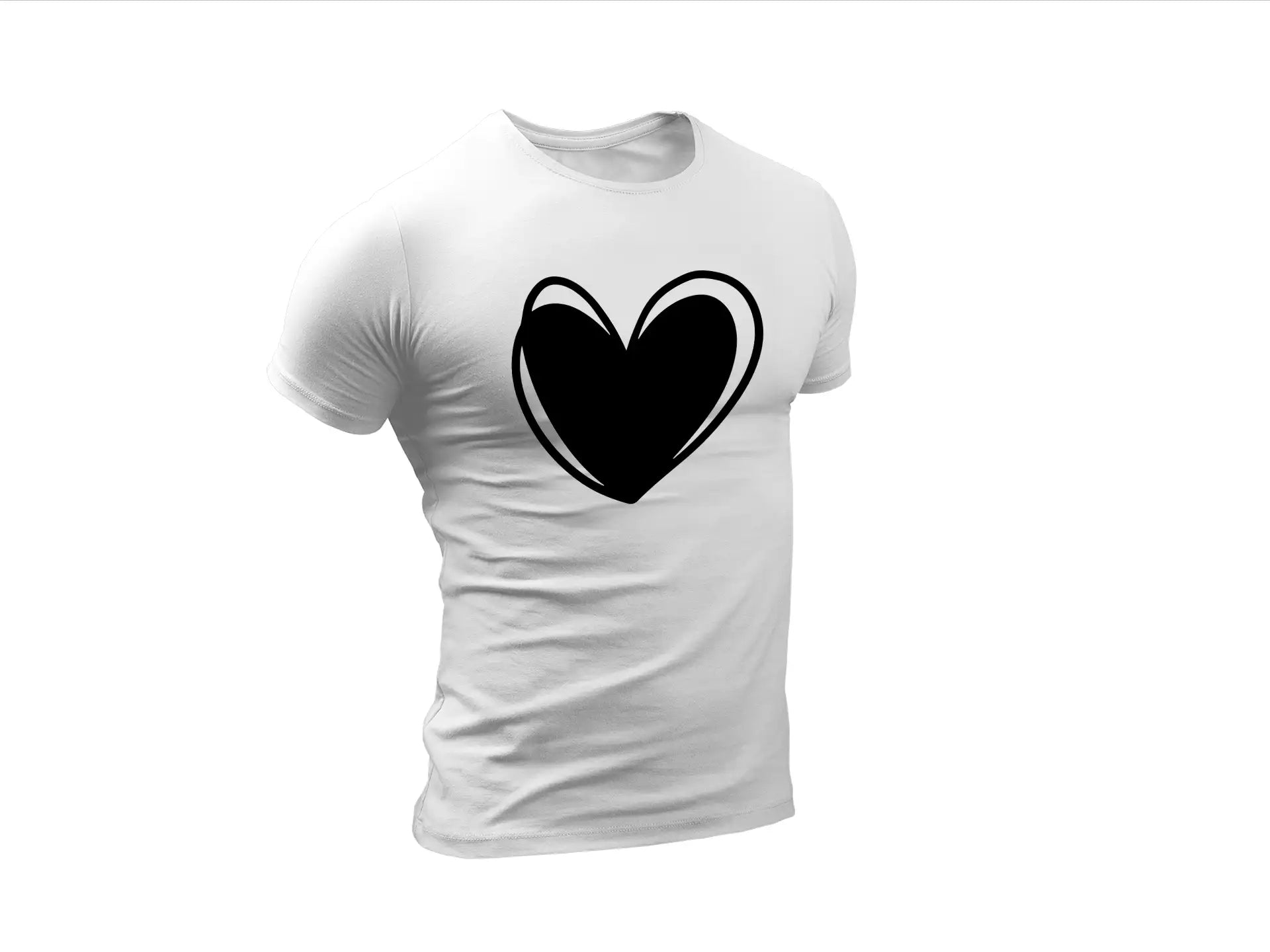 Black Heart with White Outline SVG - Minimalist Heart Design SVG