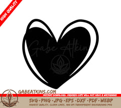 Black Heart with White Outline SVG - Minimalist Heart Design SVG