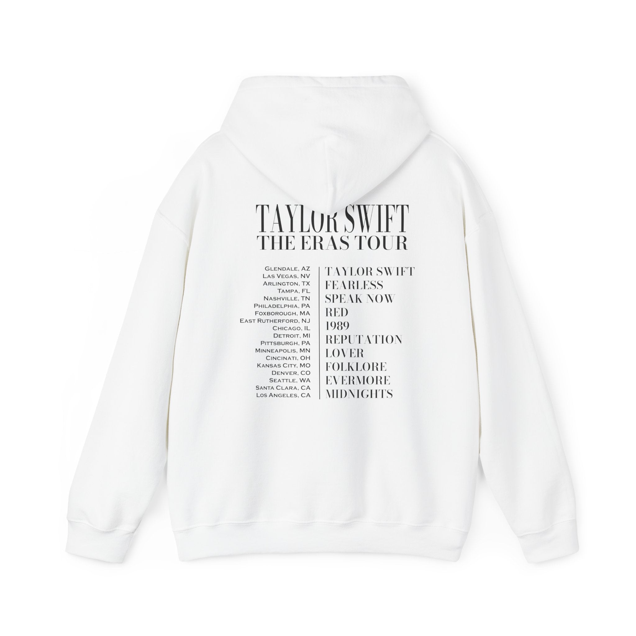 The Eras Tour Hoodie Two Sided Print, Taylor Swift Inspired Hoodie - Back View