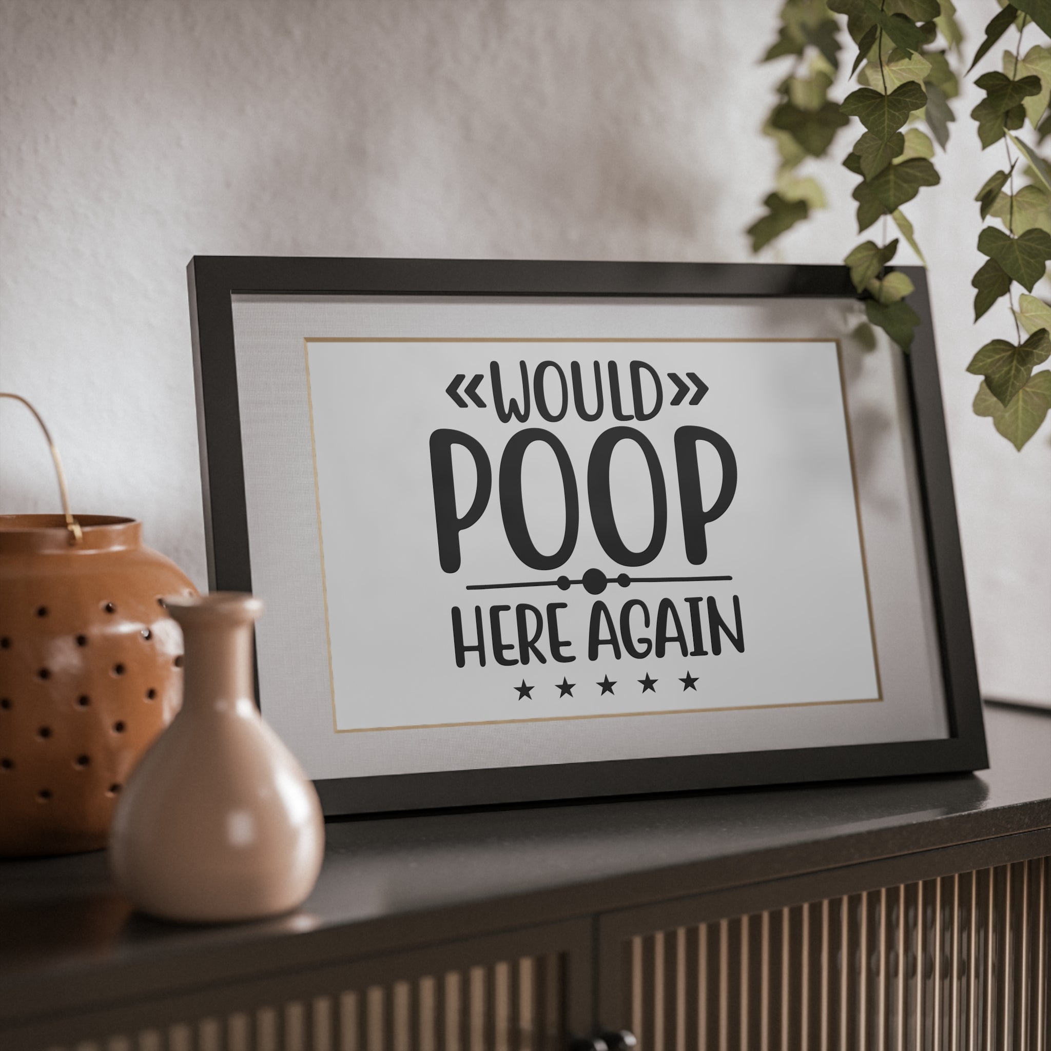 Would Poop Here Again 5-Star Rating – Framed Print