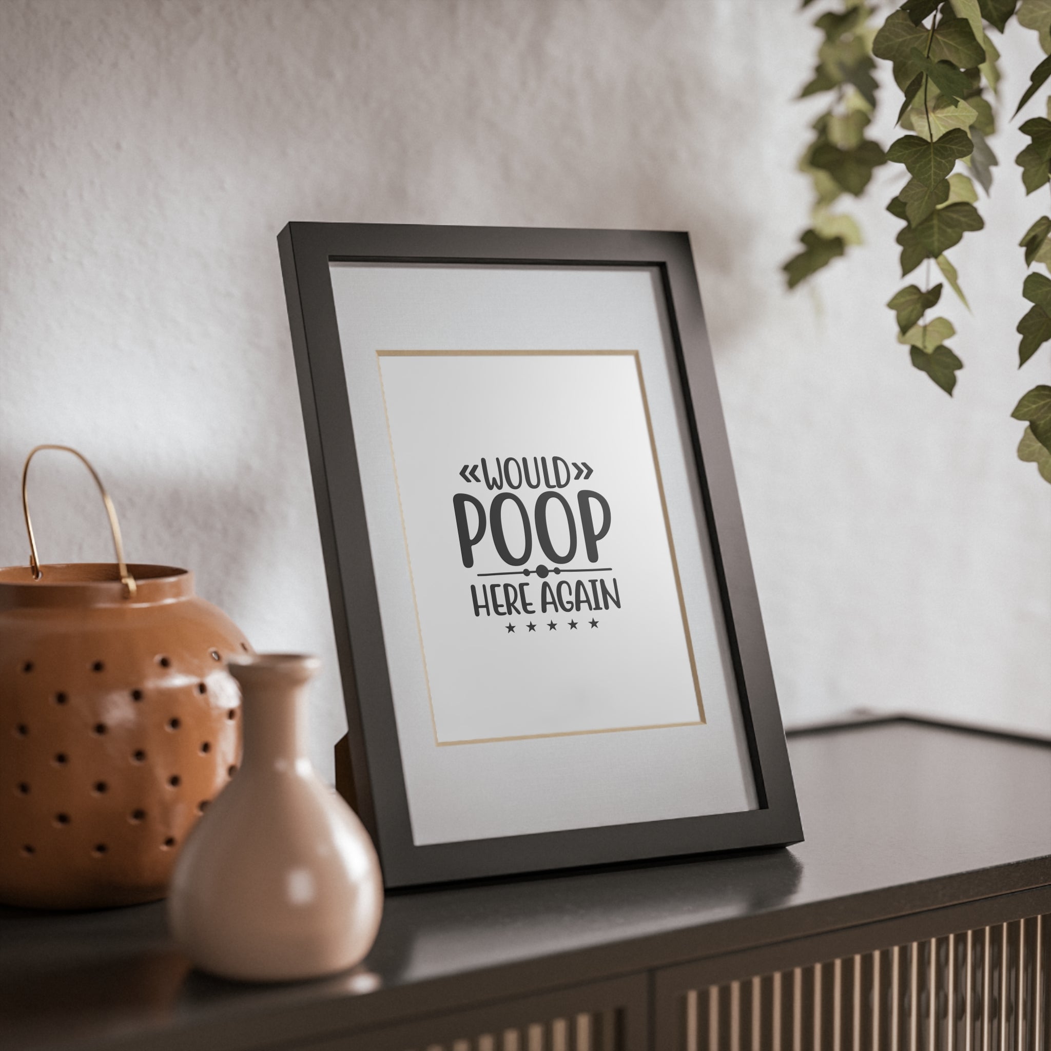 Would Poop Here Again 5-Star Rating – Framed Print