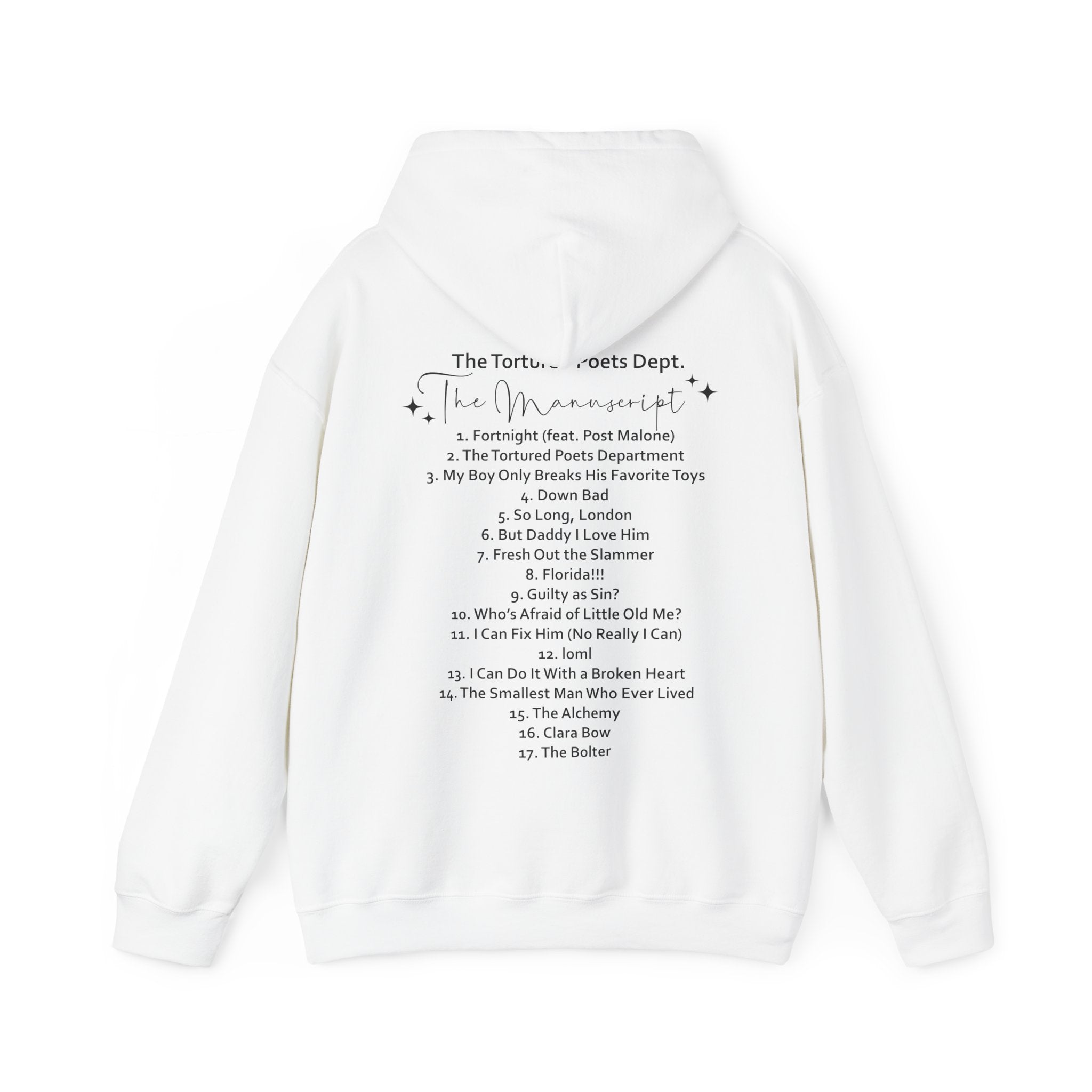 The Tortured Poets Department Hoodie with Tracklist on The Back | Two  | Tortured Poets Department Unisex Hoodie