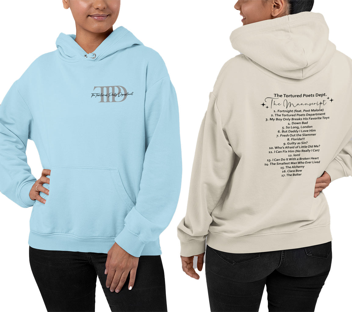 The Tortured Poets Department Hoodie with Tracklist on The Back | Two  | Tortured Poets Department Unisex Hoodie