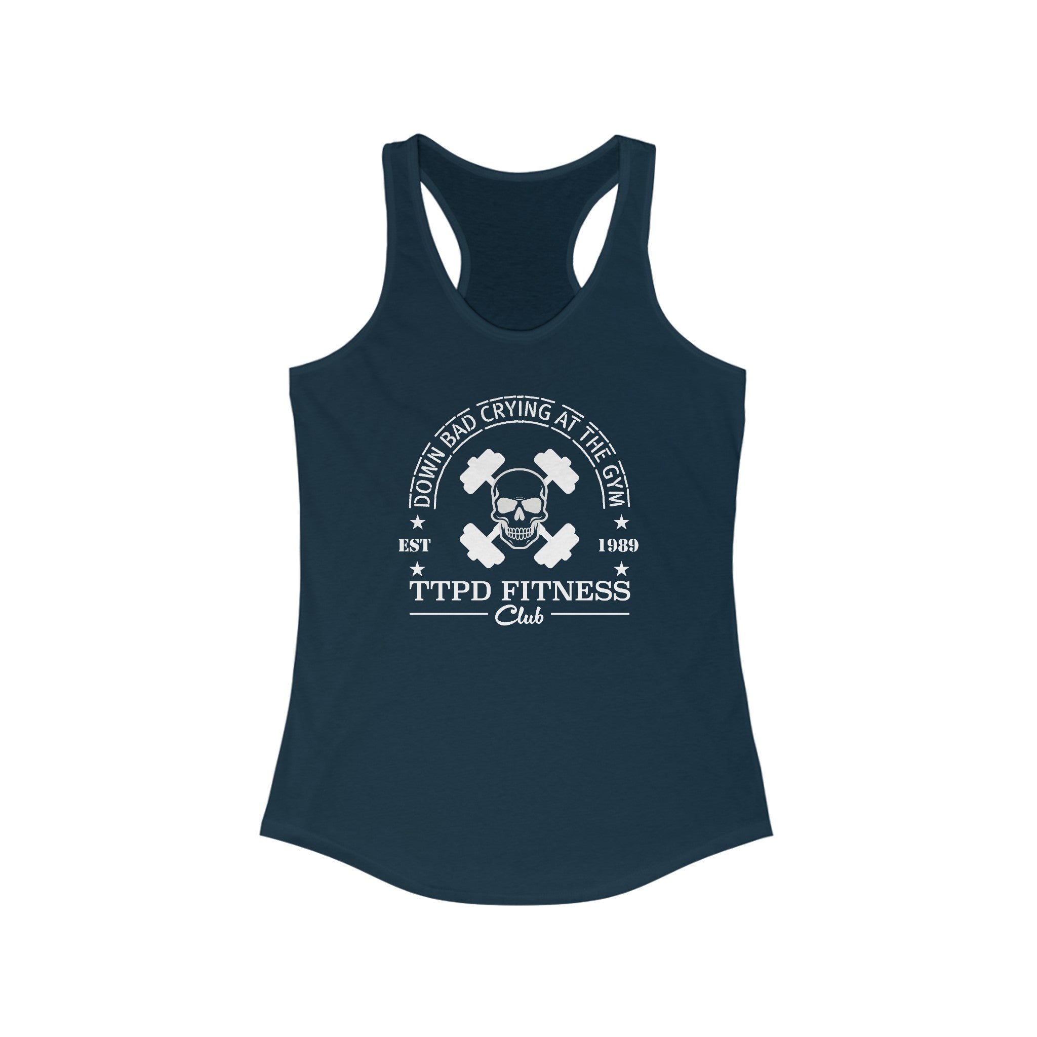 Now Im Down Bad Crying At The Gym Tank Top For Women: Perfect Gym Tank - Midnight Navy