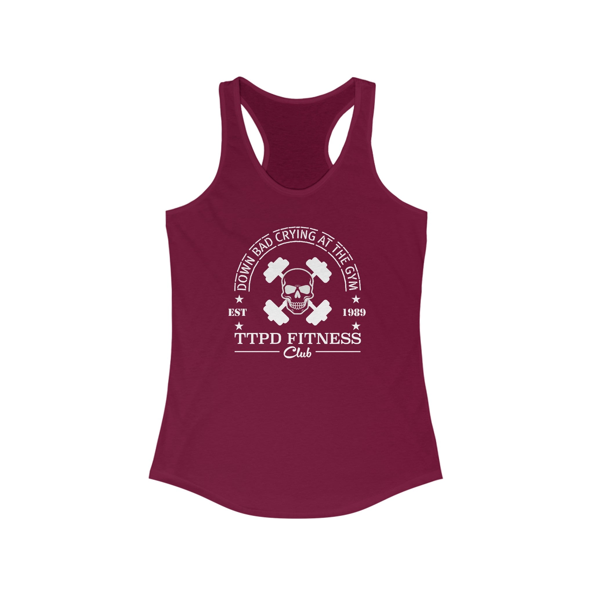 Now Im Down Bad Crying At The Gym Tank Top For Women: Perfect Gym Tank - Solid heather Cardinal