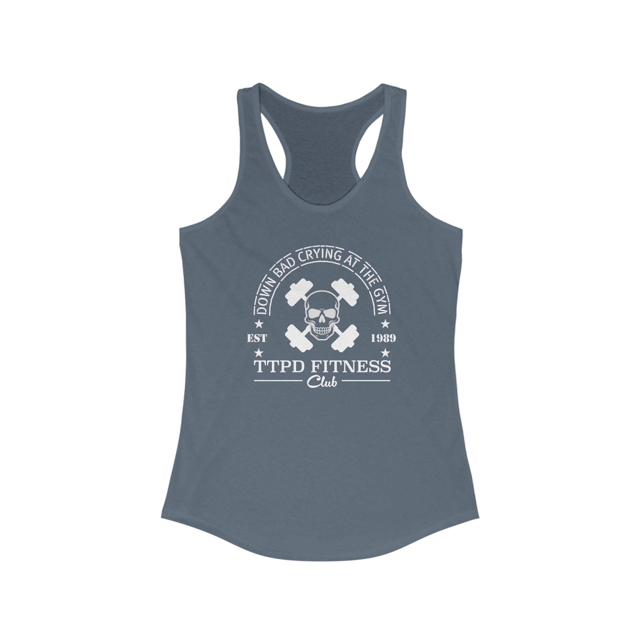 Now Im Down Bad Crying At The Gym Tank Top For Women: Perfect Gym Tank Indigo