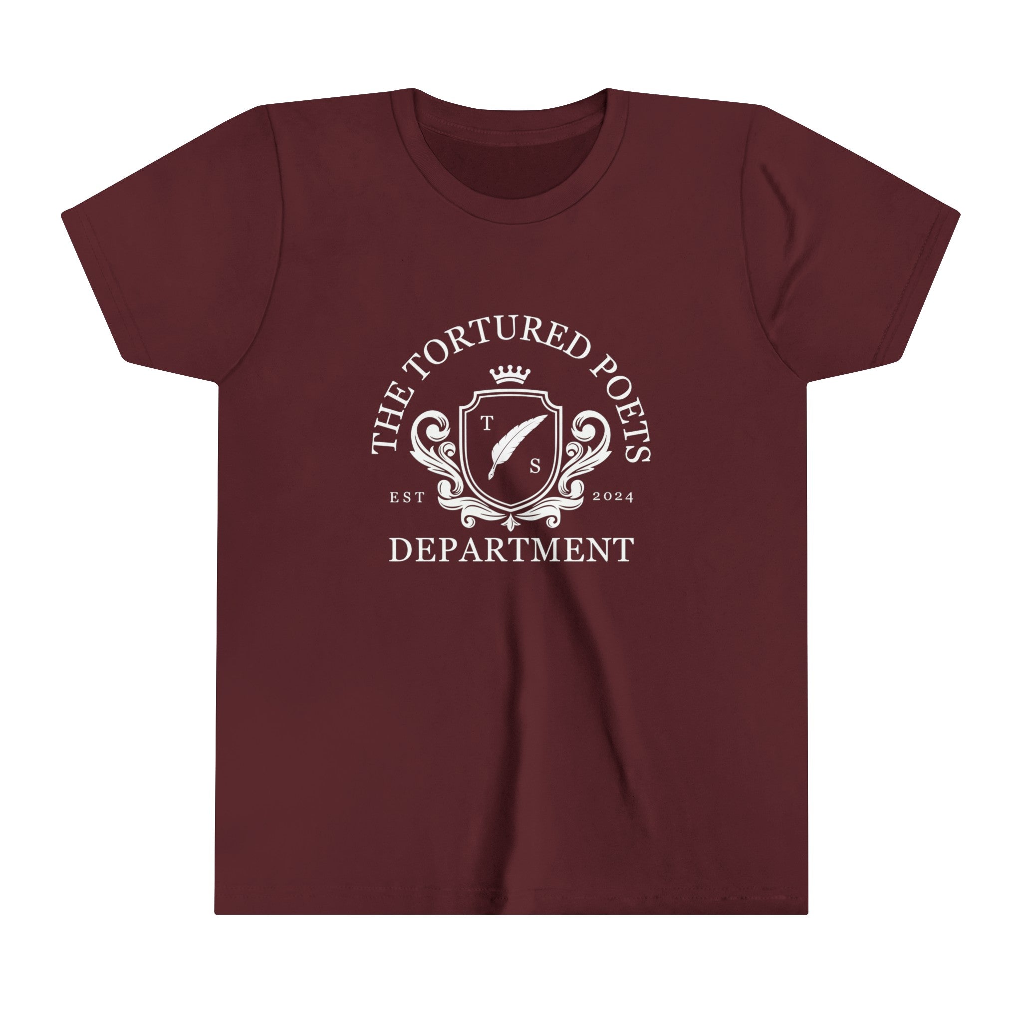 The Tortured Poets Department T-Shirt For Kids - Crested Design | TTPD Kids' Shirt | TTPD T-shirt | Children's TTPD Shirt