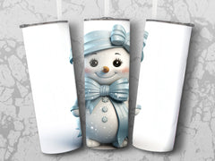 20 oz Skinny Tumbler Wrap | 3D Glitter Snowman | Seamless Design, Straight And Tapered Tumbler Wrap, Instant Download PNG - Gabe Atkins Designs