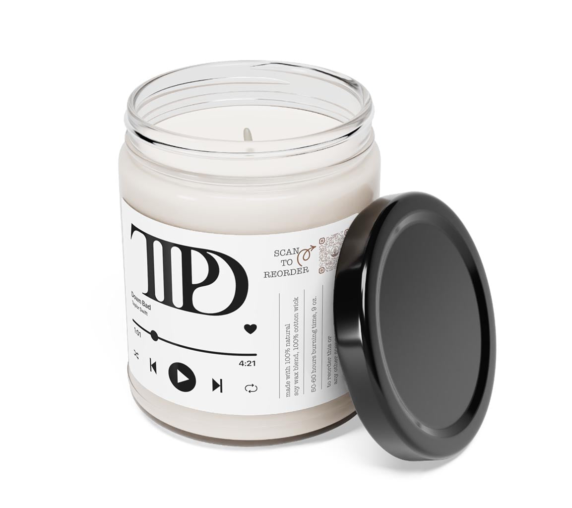 Taylor Swift Candle - Down Bad 9oz. Scented Candle. Available in clean cotton, Sea Sal + orchid, White Sage + Lavender, Apple Harvest, Cinamon Vanilla, Atlantis Whisper, Christmas Warmth, Coconut Cream + Cardamom, Peppered Passionfruit and Unscented