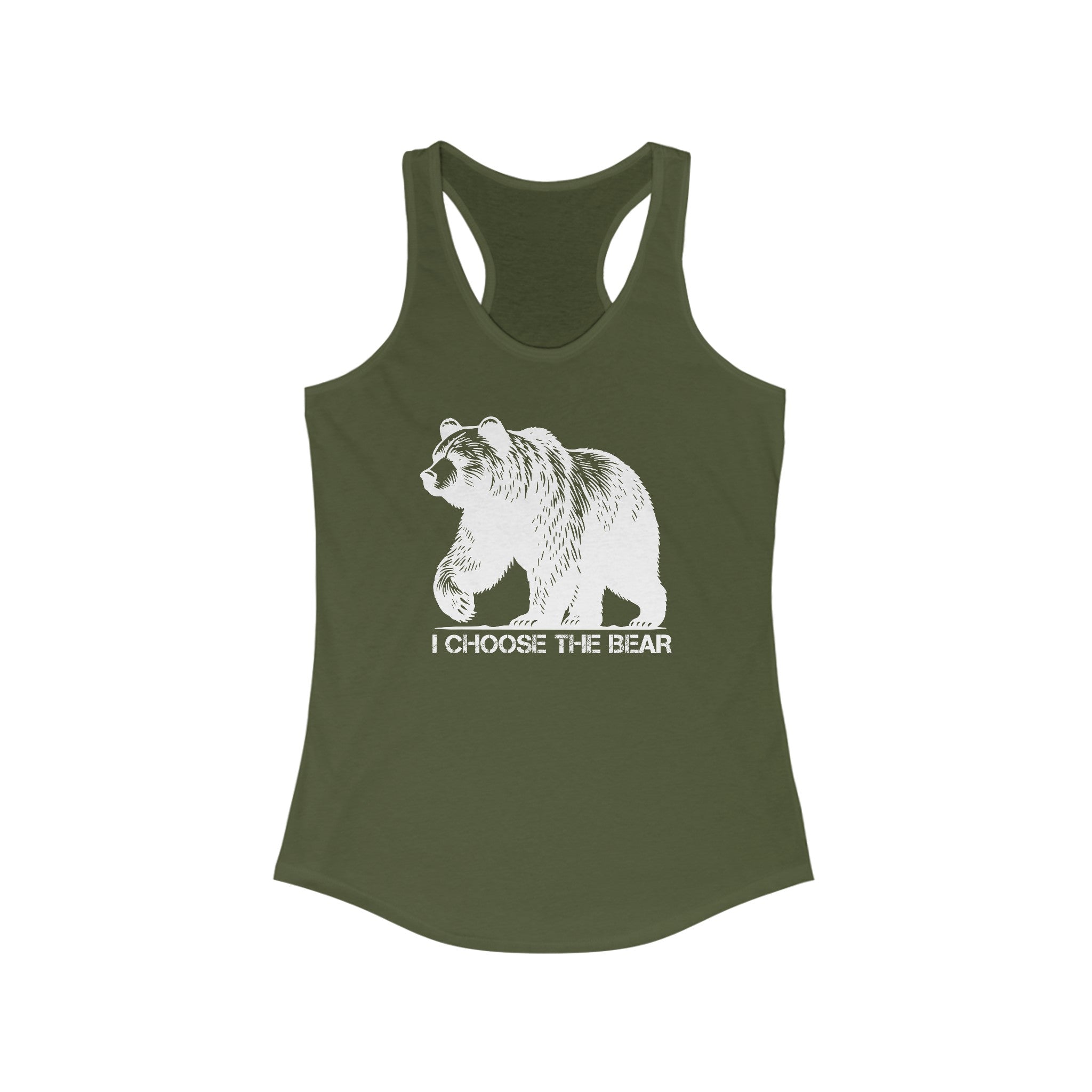 I Choose the Bear Tank Top For Women - Boldly Declare Your Choice Front - Military Green