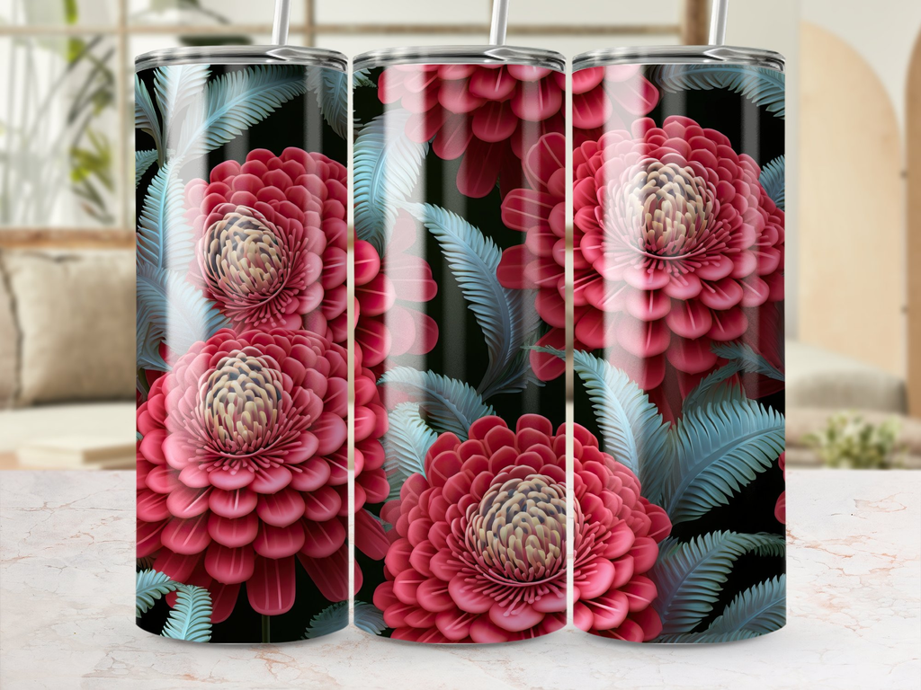 Cockscomb Flower 20 oz Skinny Tumbler Sublimation Design | Seamless 3D | Cockscomb Flower 20 oz Skinny Tumbler Sublimation Design