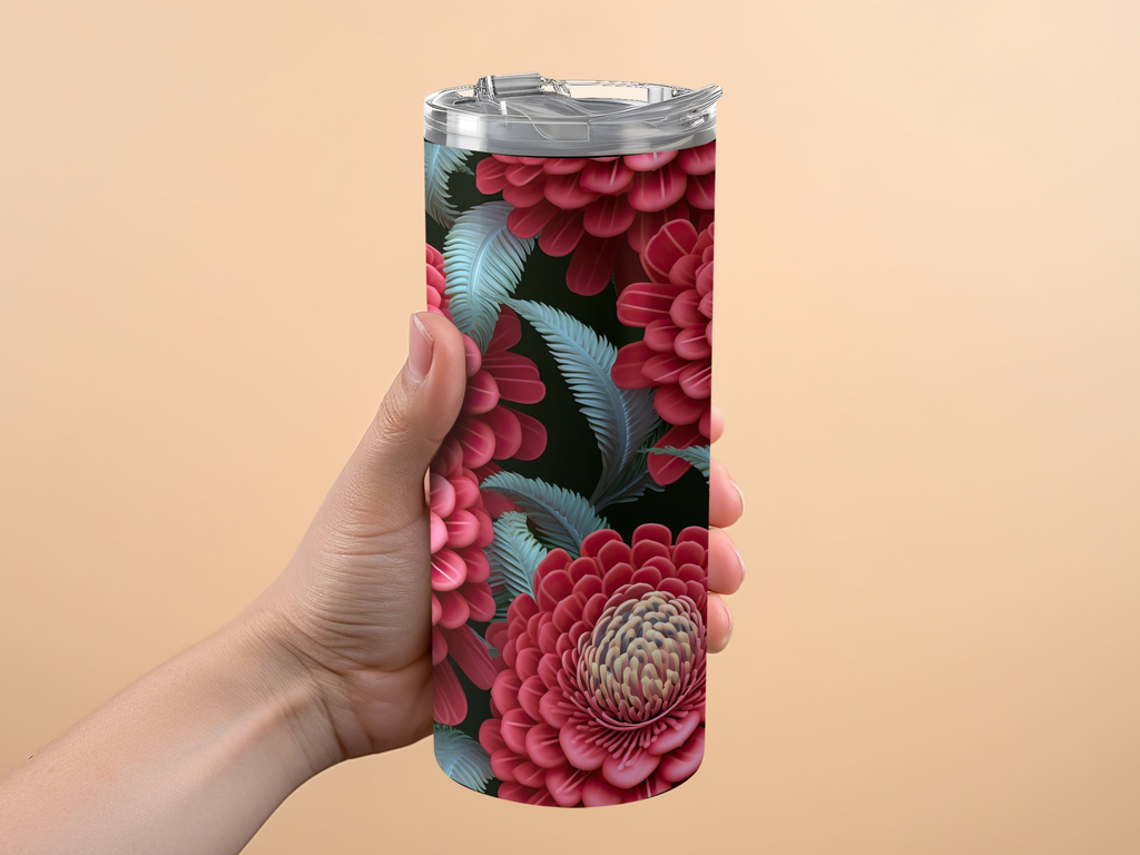 Cockscomb Flower 20 oz Skinny Tumbler Sublimation Design | Seamless 3D | Cockscomb Flower 20 oz Skinny Tumbler Sublimation Design