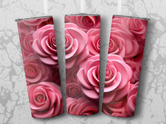 3D Dark Pink Roses 20 oz Skinny Tumbler Sublimation Design | Seamless, Straight And Tapered Tumbler Wrap, Instant Download PNG - Gabe Atkins Designs