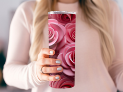 3D Dark Pink Roses 20 oz Skinny Tumbler Sublimation Design | Seamless, Straight And Tapered Tumbler Wrap, Instant Download PNG - Gabe Atkins Designs