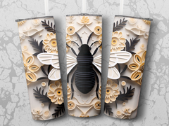 Intricate 3D Bee 20 oz Skinny Tumbler Wrap Sublimation Design, Seamles | Intricate 3D Bee 20 oz Skinny Tumbler Wrap Sublimation Design, Seamless, Straight