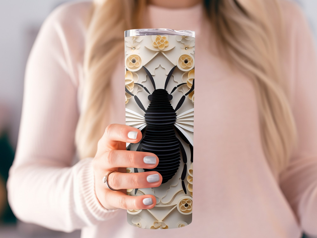 Intricate 3D Bee 20 oz Skinny Tumbler Wrap Sublimation Design, Seamles | Intricate 3D Bee 20 oz Skinny Tumbler Wrap Sublimation Design, Seamless, Straight