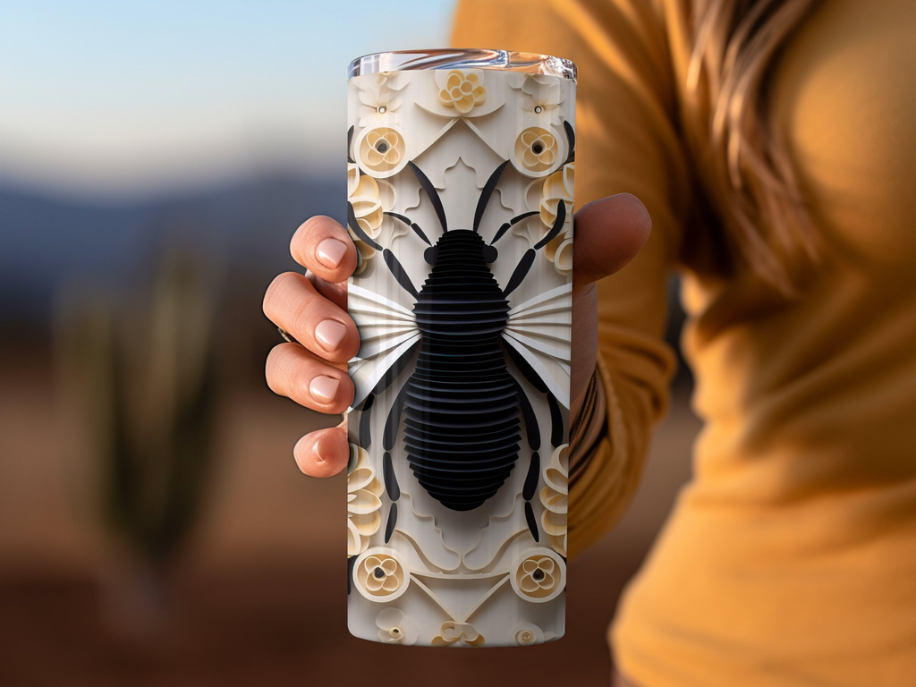 Intricate 3D Bee 20 oz Skinny Tumbler Wrap Sublimation Design, Seamles | Intricate 3D Bee 20 oz Skinny Tumbler Wrap Sublimation Design, Seamless, Straight