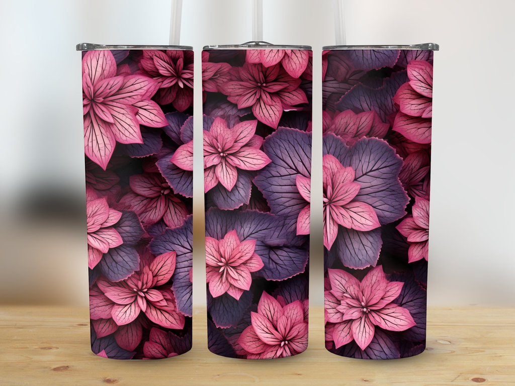 3D Purple Heuchera Flower 20 oz Skinny Tumbler Wrap Sublimation Design | 3D Purple Heuchera Flower 20 oz Skinny Tumbler Wrap Sublimation Design, Seamless, Straight