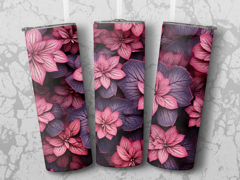 3D Purple Heuchera Flower 20 oz Skinny Tumbler Wrap Sublimation Design | 3D Purple Heuchera Flower 20 oz Skinny Tumbler Wrap Sublimation Design, Seamless, Straight