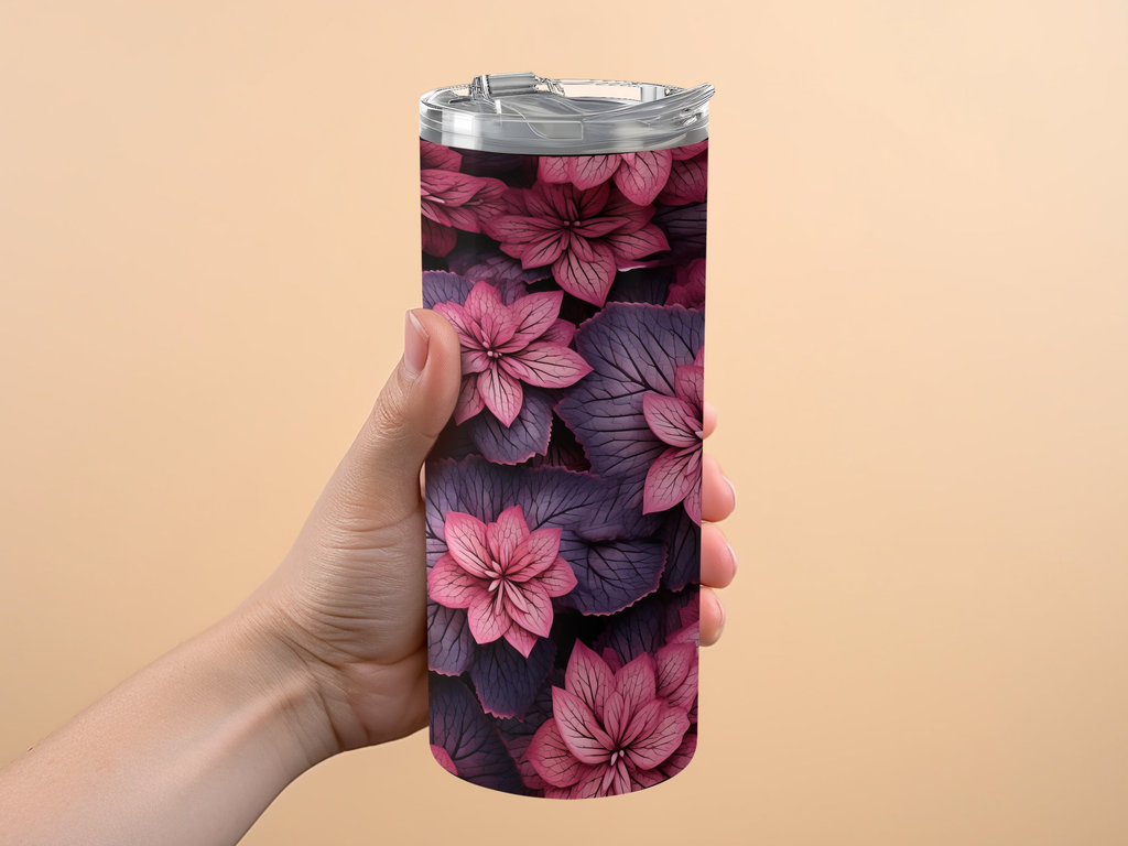 3D Purple Heuchera Flower 20 oz Skinny Tumbler Wrap Sublimation Design | 3D Purple Heuchera Flower 20 oz Skinny Tumbler Wrap Sublimation Design, Seamless, Straight