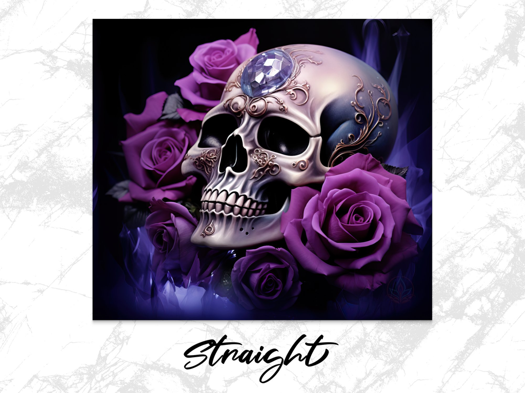 Ethereal Elegance: 3D Skull and Purple Roses 20oz Tumbler Wrap Sublima | Purple Roses 20oz Tumbler Wrap Sublimation PNG