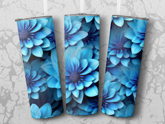 3d Blue Veronica Flower 20 oz Skinny Tumbler Wrap Sublimation Design,  | 3d Blue Veronica Flower 20 oz Skinny Tumbler Wrap Sublimation Design, Straight