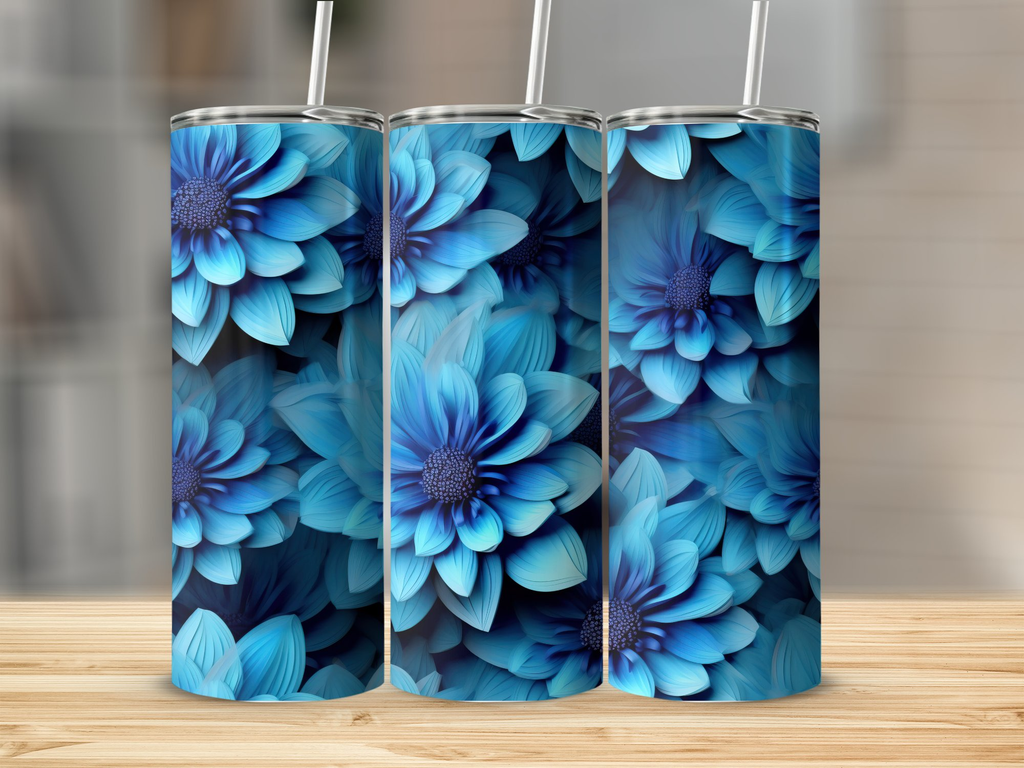 3d Blue Veronica Flower 20 oz Skinny Tumbler Wrap Sublimation Design,  | 3d Blue Veronica Flower 20 oz Skinny Tumbler Wrap Sublimation Design, Straight