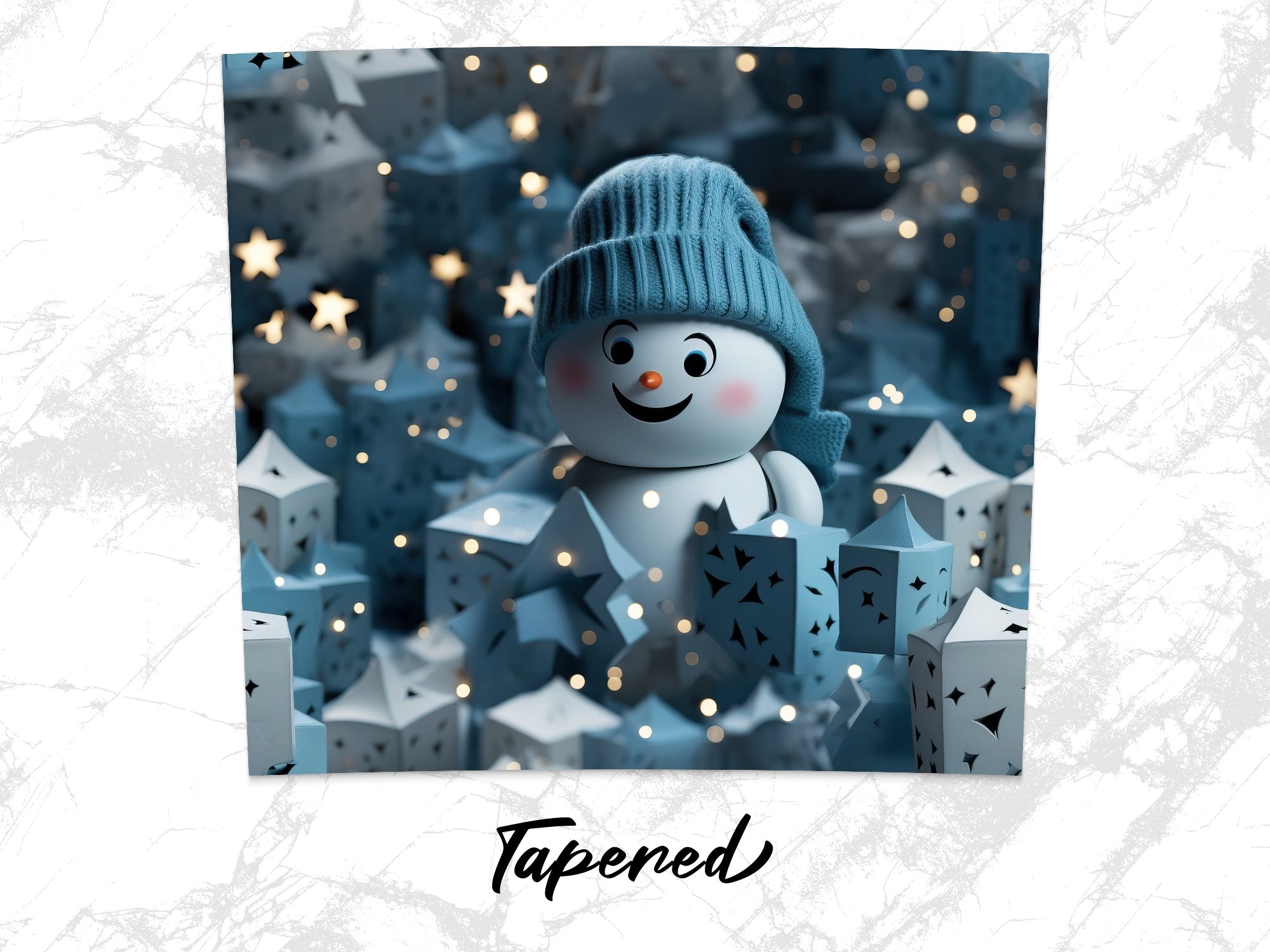 20 Oz Skinny Tumbler Wrap | Beautiful Blue 3D Snowman | Seamless Design | Winter Scene - Gabe Atkins Designs