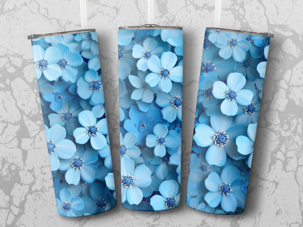 Forget-Me-Not Flower 20 oz Skinny Tumbler Wrap Sublimation Design, Str | Flower 20 oz Skinny Tumbler Wrap Sublimation Design, Straight