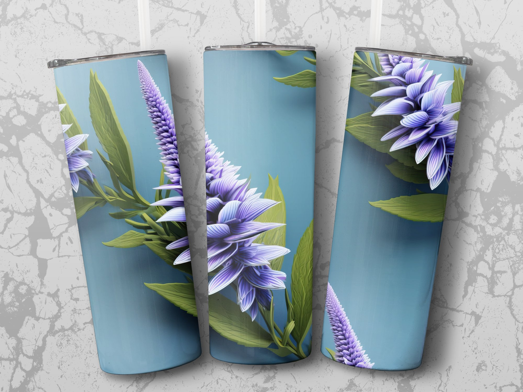 3d Hyssop Flower 20 oz Skinny Tumbler Wrap Sublimation Design, Seamles | 3d Hyssop Flower 20 oz Skinny Tumbler Wrap Sublimation Design, Seamless, Straight