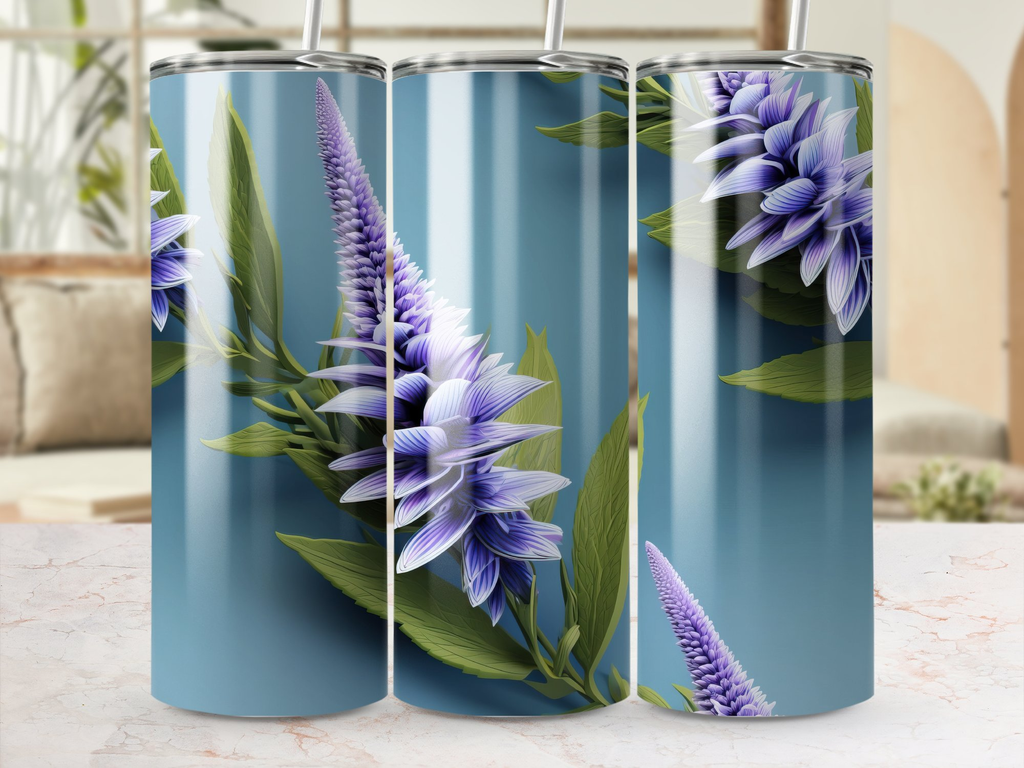 3d Hyssop Flower 20 oz Skinny Tumbler Wrap Sublimation Design, Seamles | 3d Hyssop Flower 20 oz Skinny Tumbler Wrap Sublimation Design, Seamless, Straight