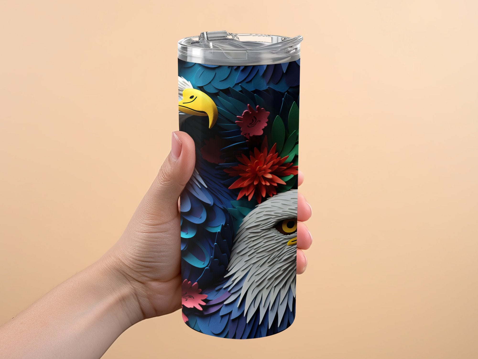 Bald Eagle American Flag Tumbler Wrap 20 oz | Patriotic Eagle | Seamle | 20 oz Skinny Tumbler Wrap