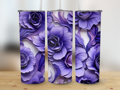 3d Lisianthus Flower 20 oz Skinny Tumbler Wrap Sublimation Design, Sea | 3d Lisianthus Flower 20 oz Skinny Tumbler Wrap Sublimation Design, Seamless, Straight