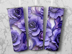 3d Lisianthus Flower 20 oz Skinny Tumbler Wrap Sublimation Design, Sea | 3d Lisianthus Flower 20 oz Skinny Tumbler Wrap Sublimation Design, Seamless, Straight