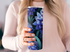 3d Muscari Flower 20 oz Skinny Tumbler Wrap Sublimation Design, Seamle | 3d Muscari Flower 20 oz Skinny Tumbler Wrap Sublimation Design, Seamless, Straight