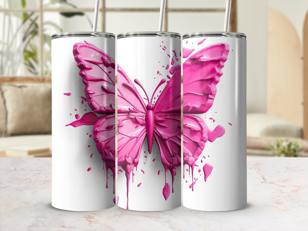 20 Oz Tumbler Wrap | 3D Watercolor Pink Butterfly | Seamless Design | Tumbler Wrap | 20 oz tumbler, 3d butterfly, 3d tumbler wrap, Butterfly, butterfly tumbler wrap, instagram, Pink Butterfly, seamless tumbler wrap, skinny design, skinny tumbler, sublimination design, tumbler design, tumbler png, tumbler template, tumbler wrap, tumbler wrap png | Gabe Atkins Designs