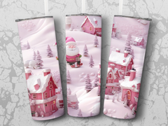 3d Santa And Christmas Village 20 Oz Skinny Tumbler Wrap Sublimation D | Christmas Village 20 Oz Skinny Tumbler Wrap Sublimation Design, Straight