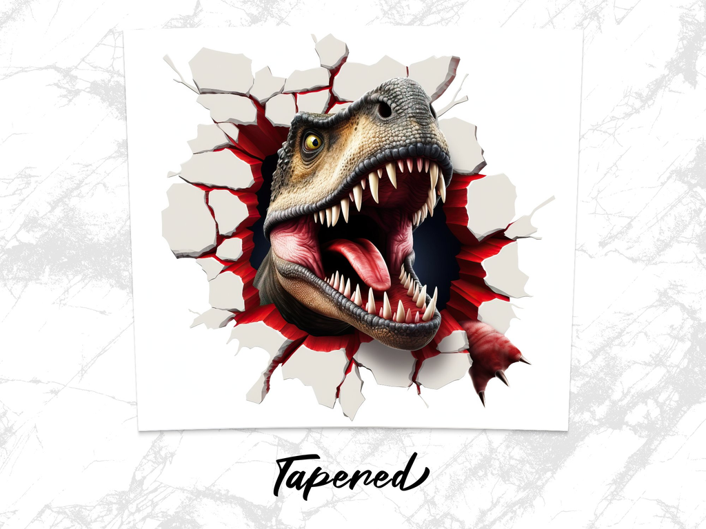 3D T-Rex Breaking Through The Wall, 20 oz Skinny Tumbler Wrap Sublimat | Wall, 20 oz Skinny Tumbler Wrap Sublimation Design, Straight