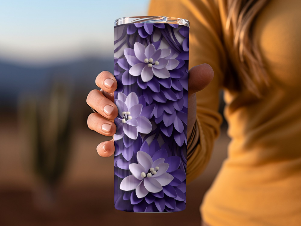 3d Wisteria Flower 20 oz Skinny Tumbler Wrap Sublimation Design, Strai | 3d Wisteria Flower 20 oz Skinny Tumbler Wrap Sublimation Design, Straight