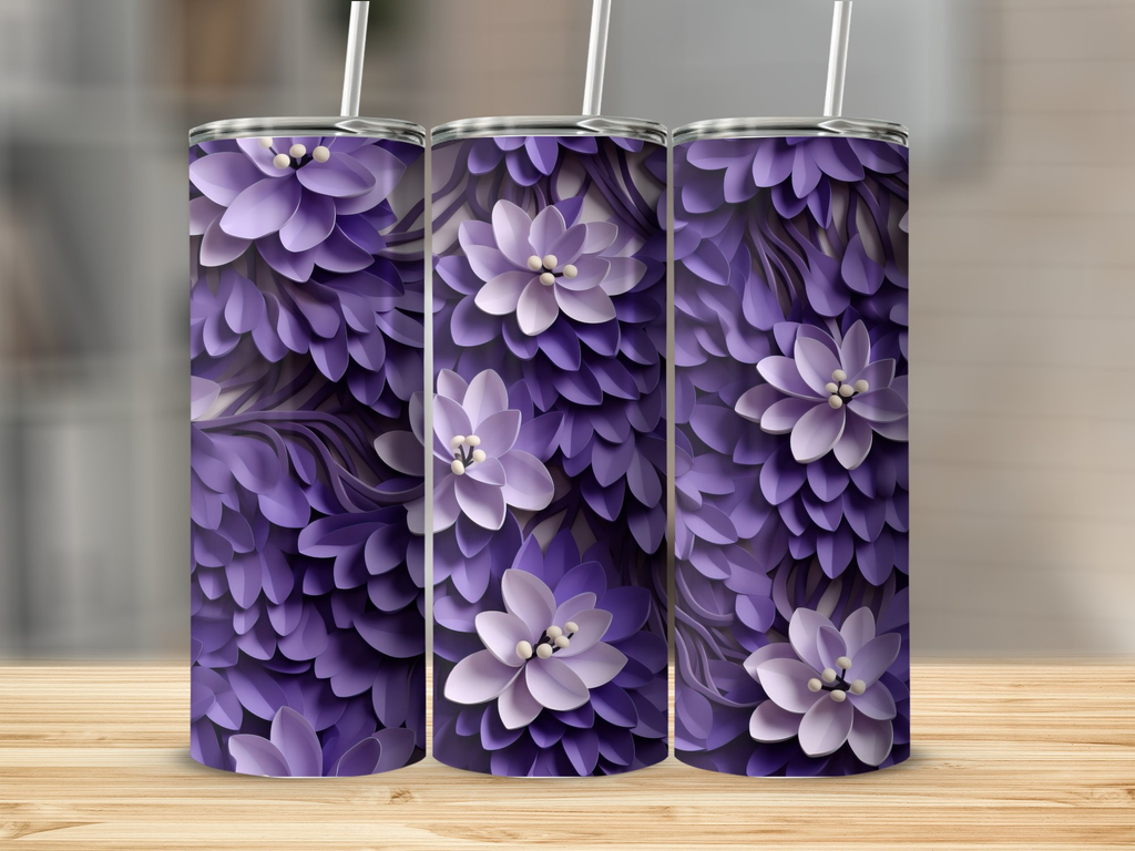 3d Wisteria Flower 20 oz Skinny Tumbler Wrap Sublimation Design, Strai | 3d Wisteria Flower 20 oz Skinny Tumbler Wrap Sublimation Design, Straight