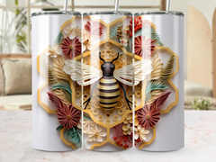 3d intricate bee Gold Pastel Colors 20 oz Skinny Tumbler Wrap Sublimat | 3d intricate bee Gold Pastel Colors 20 oz Skinny Tumbler Wrap Sublimation Design, Seamless, Straight