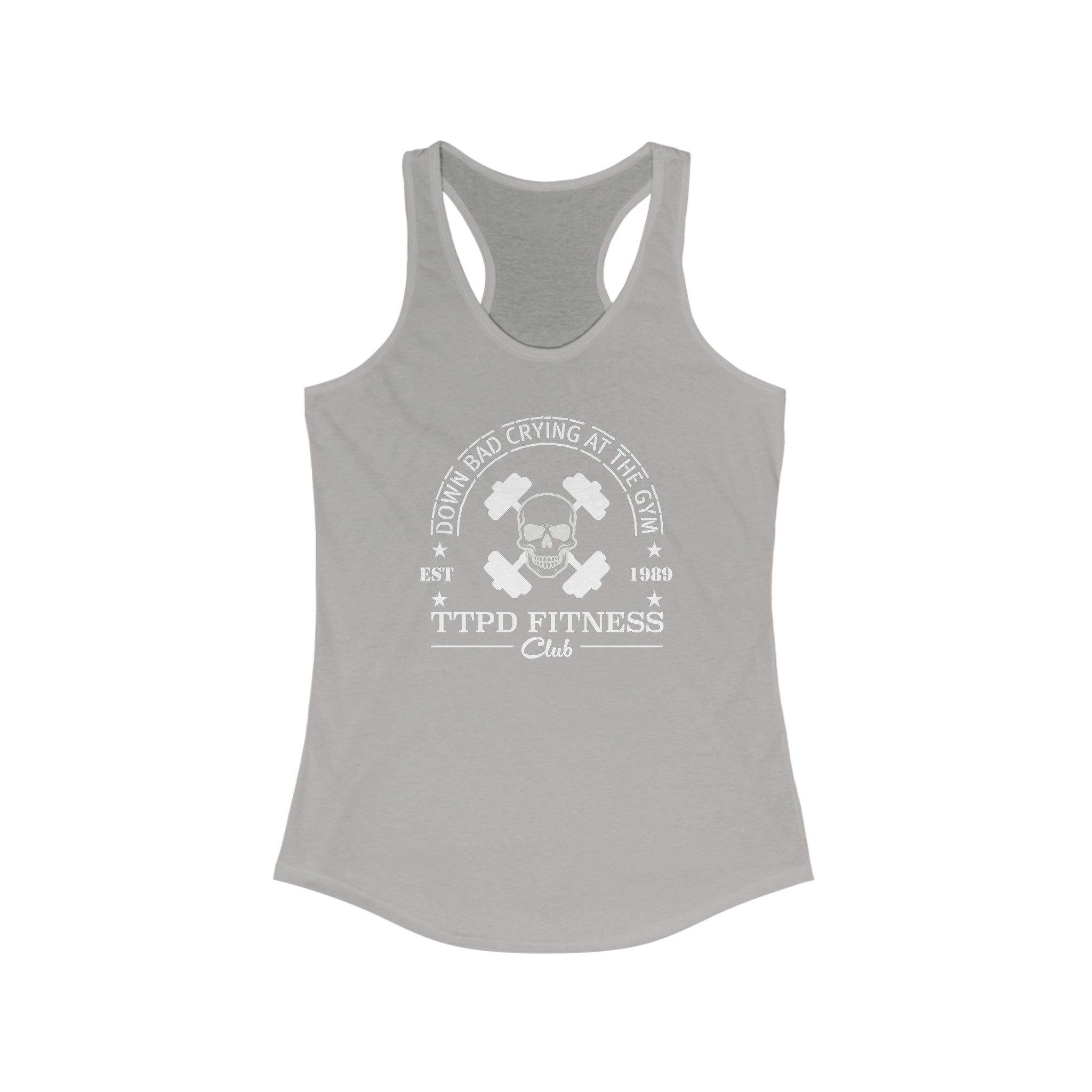 Now Im Down Bad Crying At The Gym Tank Top For Women: Perfect Gym Tank Heather Grey