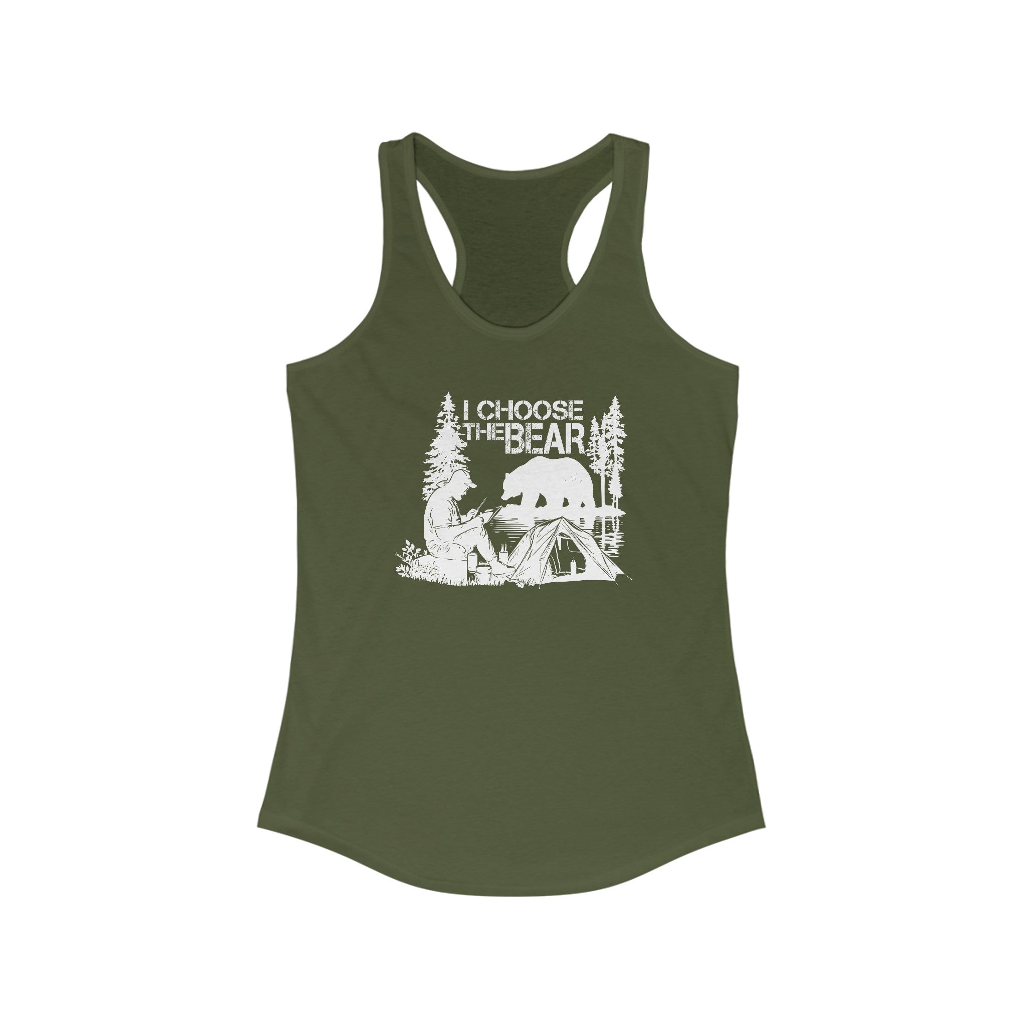 I Choose The Bear Tank: Make a Statement & Support The Feminist Cause military green