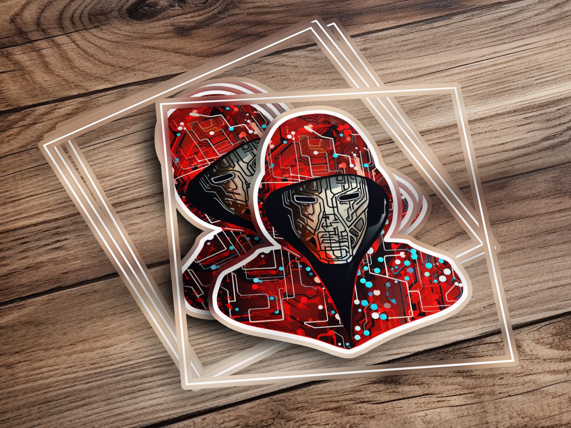 red hoodie hacker circuit board mask laptop sticker laptop decal laptop sticker computer decal computer sticker | Sticker | apple decal apple, computer decal, computer sticker, gift for her, gift for women, laptop decal, laptop skin, laptop sticker, macbook decal | MyDesigns