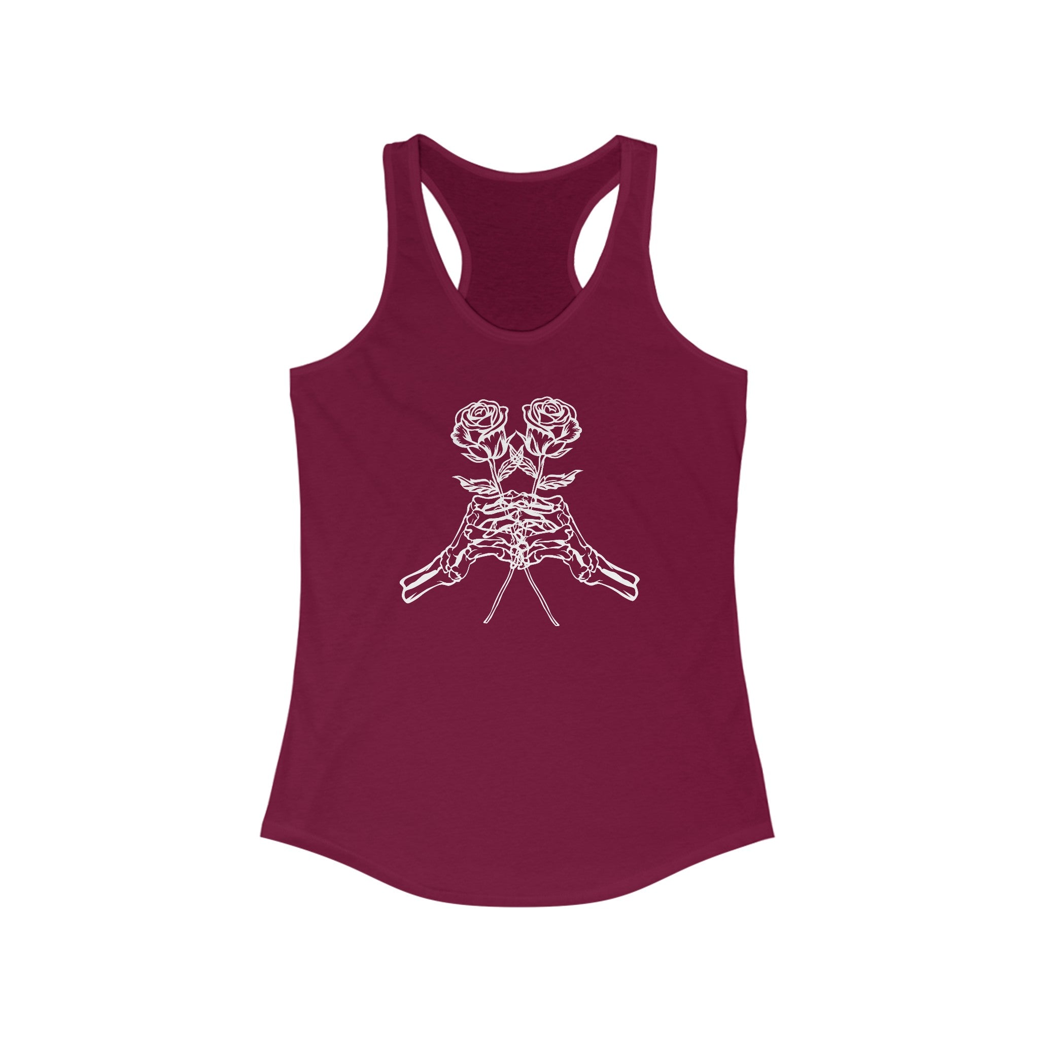 Skeleton Hands Holding Roses Tank Top - Embrace Elegance and Strength Solid Heather Cardinal