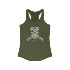 Skeleton Hands Holding Roses Tank Top - Embrace Elegance and Strength Military Green