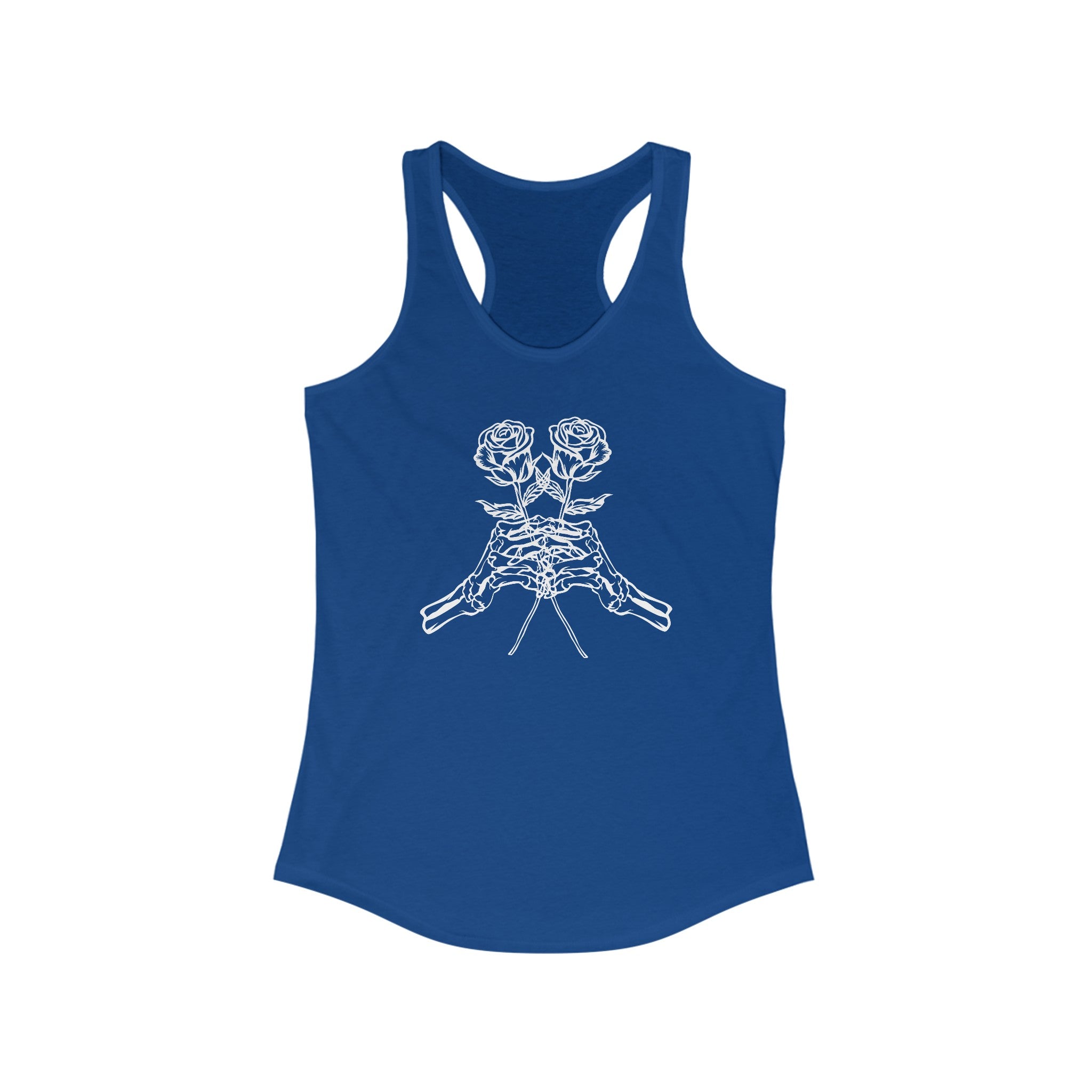 Skeleton Hands Holding Roses Tank Top - Embrace Elegance and Strength Solid Royal