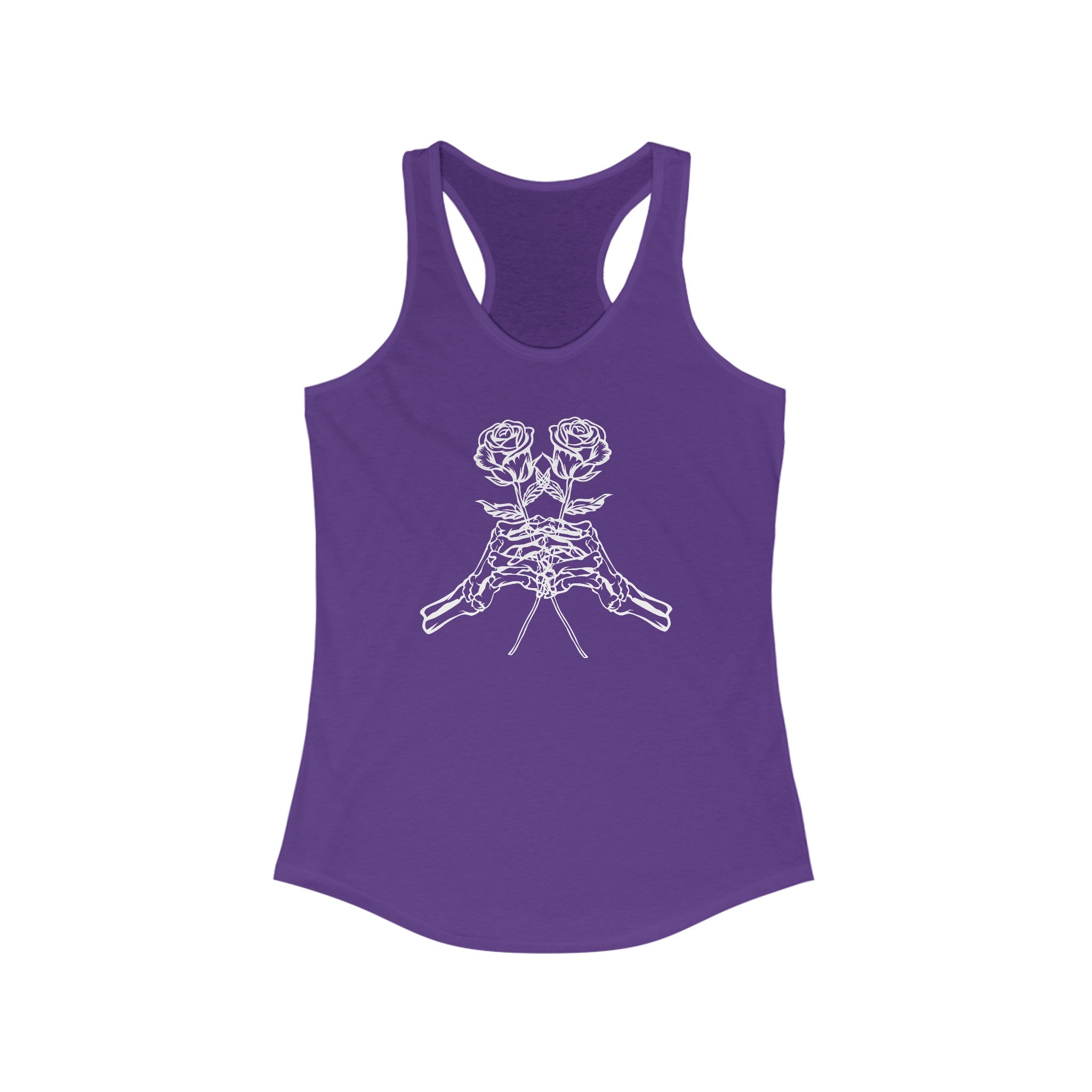 Skeleton Hands Holding Roses Tank Top - Embrace Elegance and Strength Purple Rush