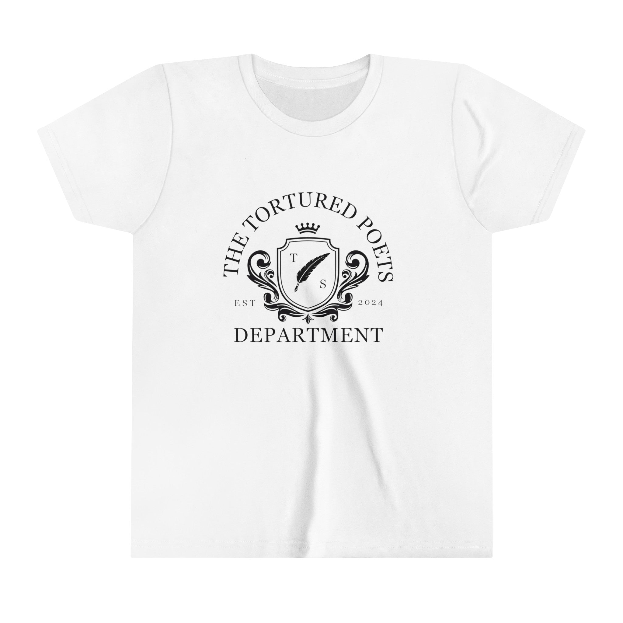 The Tortured Poets Department T-Shirt For Kids - Crested Design | TTPD Kids' Shirt | TTPD T-shirt | Children's TTPD Shirt